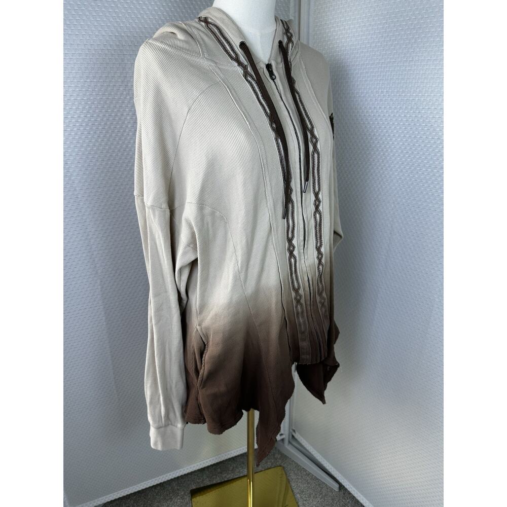 Western Boho Ombré Hoodie, Jacket Wolf Graphic, Southwestern, Tribal Large - Picture 10 of 15